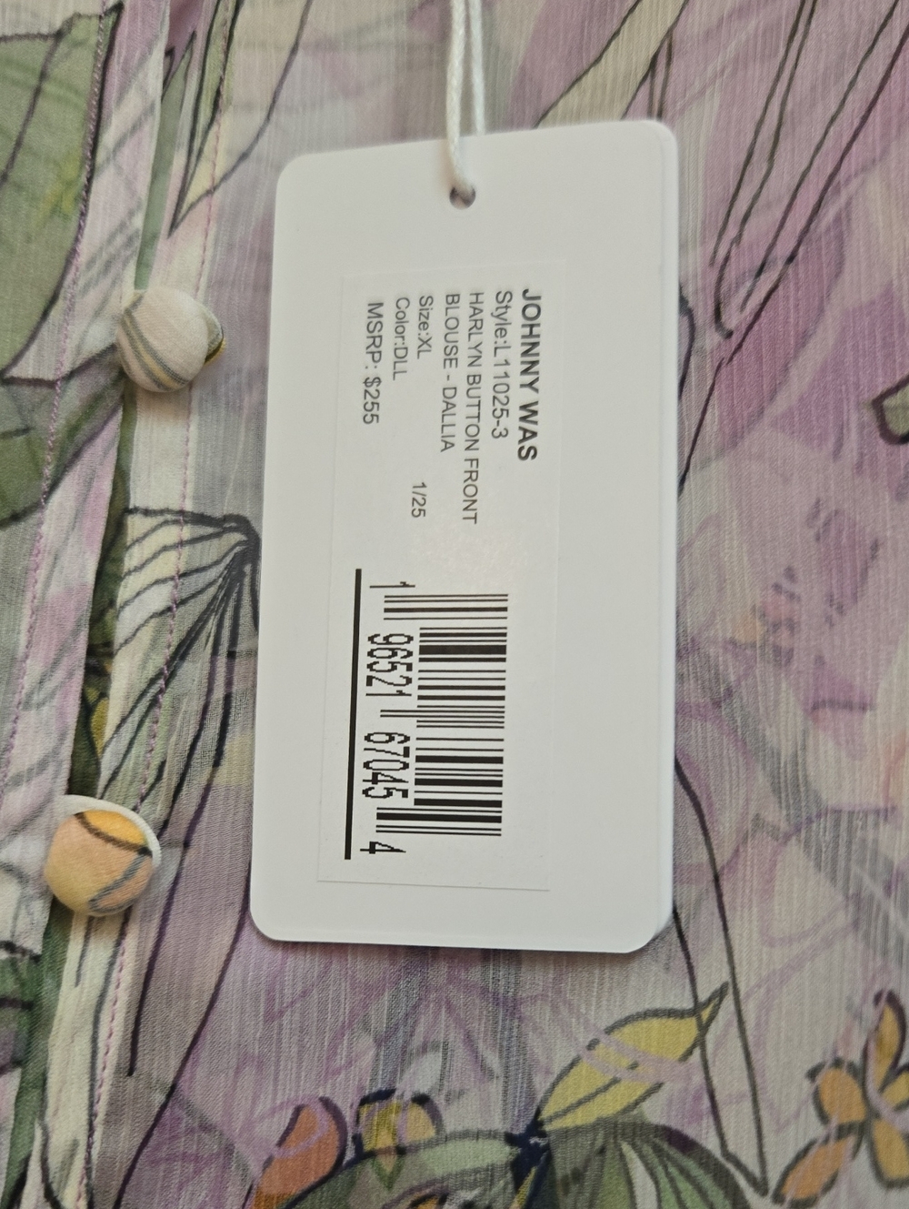 Johnny Was Lavender Floral Blouse - Picture 6 of 10